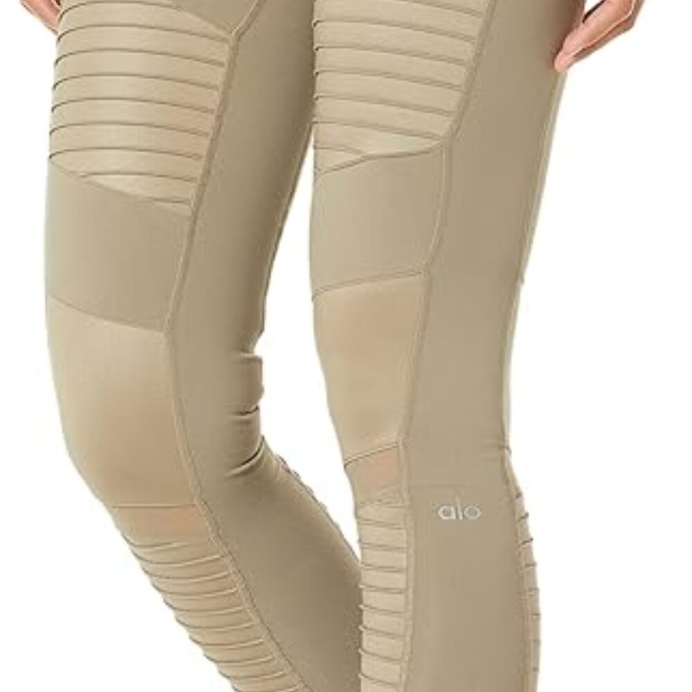 Alo Yogo High-Waist Moto Leggings Gravel/Beige XS